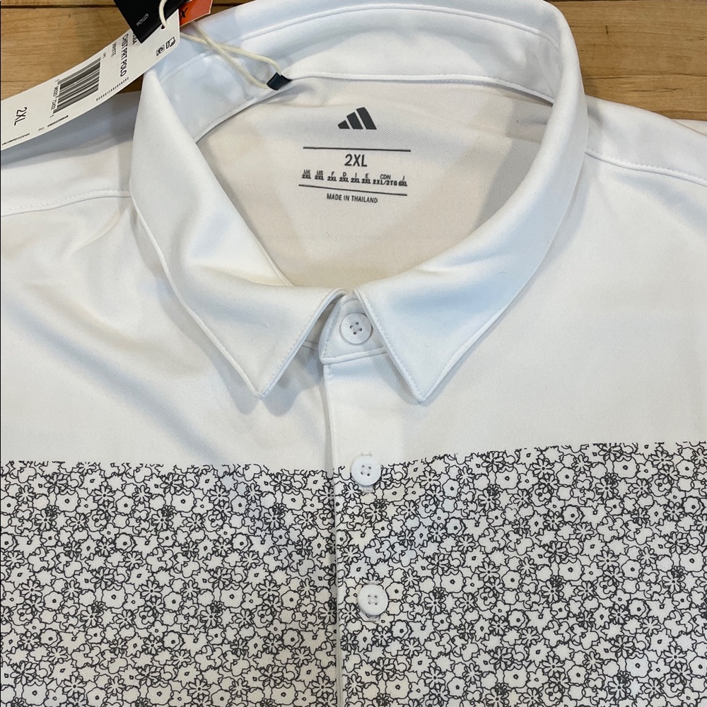 adidas White & Grey floral polo - Picture 4 of 4